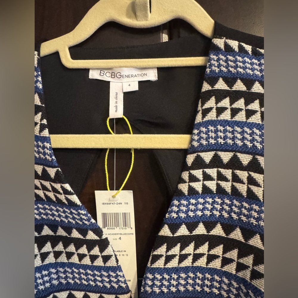 BCBGeneration Blue and Black Geometric Knit Dress
